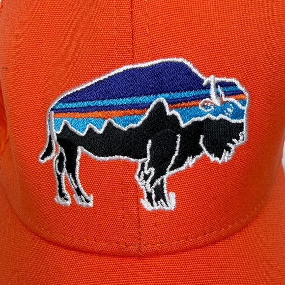 Patagonia Fitz Roy Bison Trucker One Size Hat Mesh Snapback Orange - Picture 6 of 7